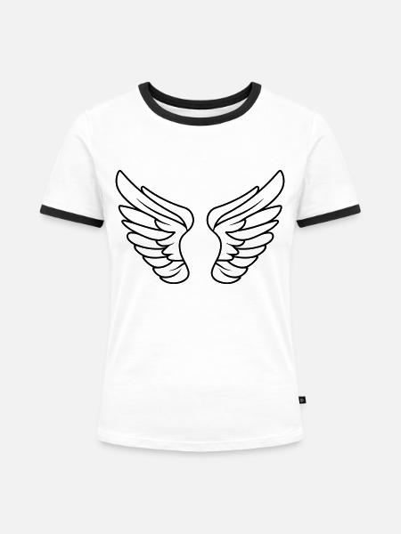 Engelsflügel - Frauen Kontrast-T-Shirt - Weiß/Schwarz
