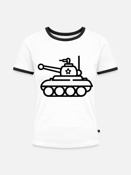 Panzer - Frauen Kontrast-T-Shirt - Weiß/Schwarz