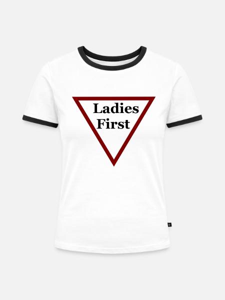 Ladies First - Frauen Kontrast-T-Shirt - Weiß/Schwarz