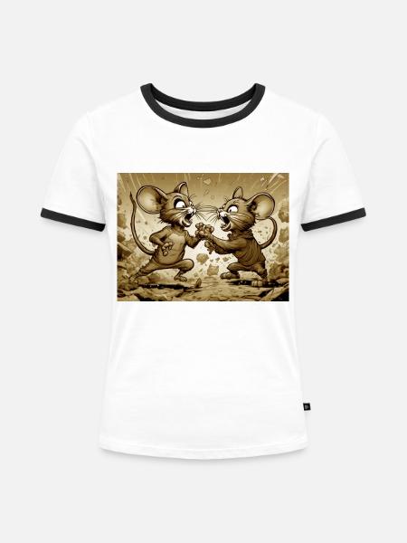 Die Mouses - Frauen Kontrast-T-Shirt - Weiß/Schwarz