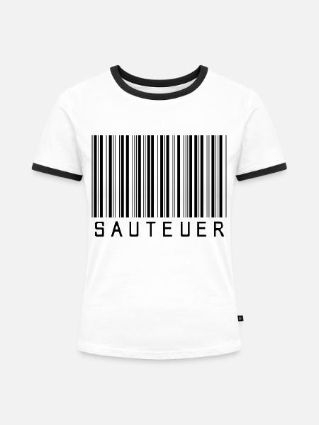 Strichcode "SAUTEUER" black/schwarz - Frauen Kontrast-T-Shirt - Weiß/Schwarz