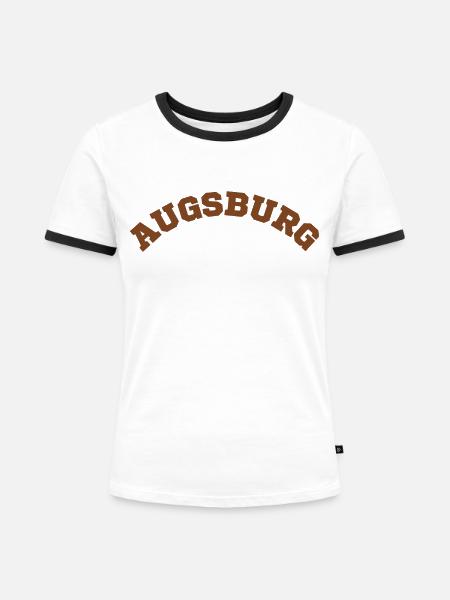 Augsburg - Frauen Kontrast-T-Shirt - Weiß/Schwarz