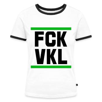 Gegen Vokale FCK VKL Spruch Zitat - Frauen Kontrast-T-Shirt - Weiß/Schwarz - Vorne - Selfina (174cm)