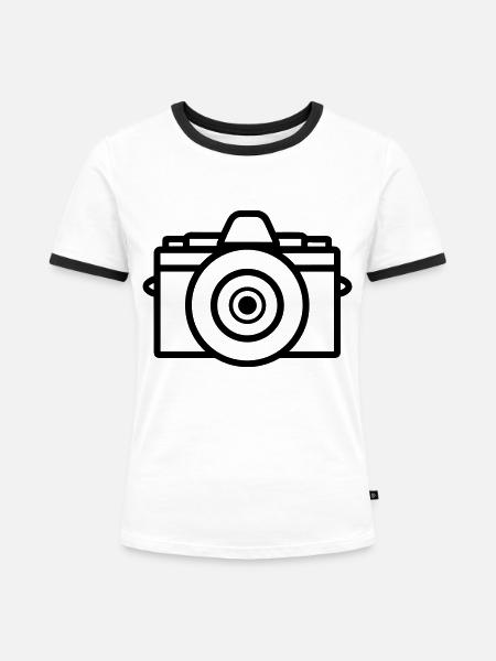 Kamera - Frauen Kontrast-T-Shirt - Weiß/Schwarz