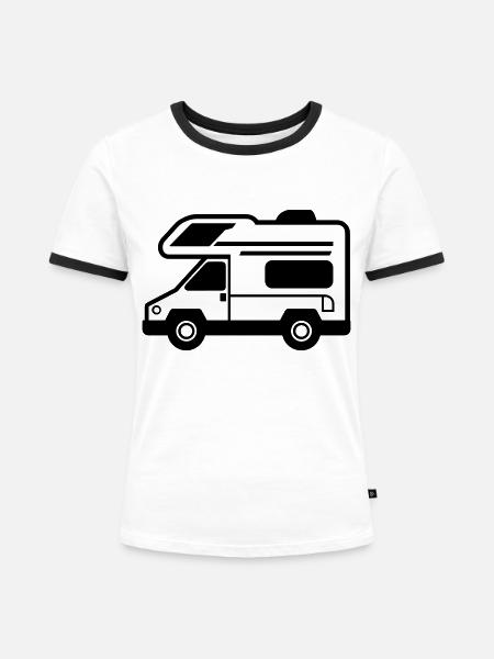 Wohnmobil - Frauen Kontrast-T-Shirt - Weiß/Schwarz