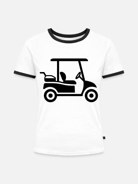 Golfwagen - Frauen Kontrast-T-Shirt - Weiß/Schwarz