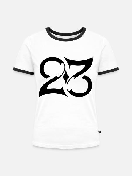 23_ambigramm - Frauen Kontrast-T-Shirt - Weiß/Schwarz
