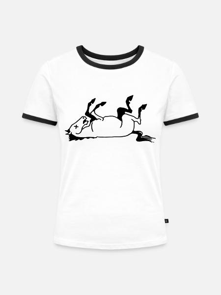 Totes Pferd - Frauen Kontrast-T-Shirt - Weiß/Schwarz