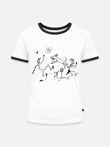 Abstrakte Kunst - Frauen Kontrast-T-Shirt - Weiß/Schwarz