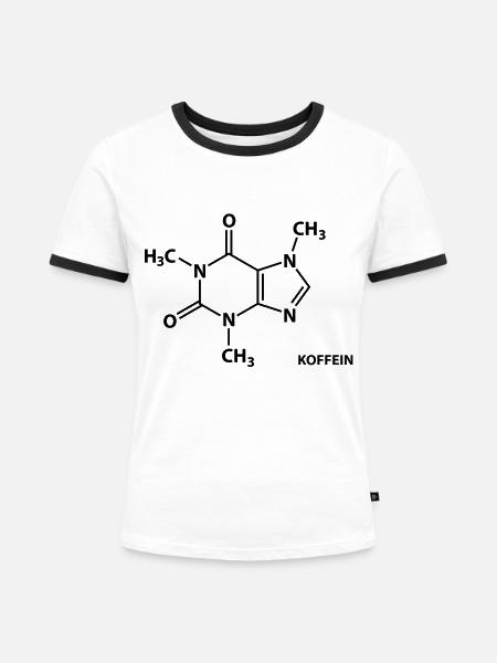 Koffein - Frauen Kontrast-T-Shirt - Weiß/Schwarz