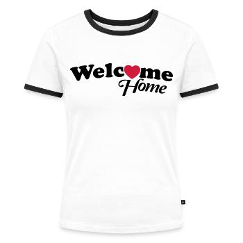 welcome_home_f2 - Frauen Kontrast-T-Shirt - Weiß/Schwarz - Vorne - Selfina (174cm)
