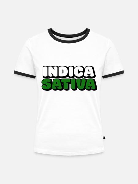 Indica Sativa - Frauen Kontrast-T-Shirt - Weiß/Schwarz
