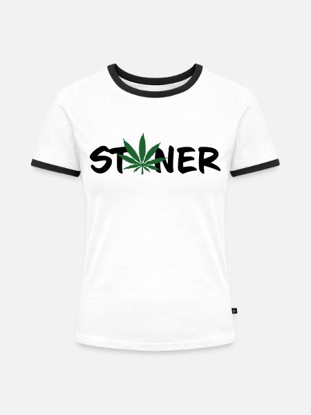 Stoner - Frauen Kontrast-T-Shirt - Weiß/Schwarz
