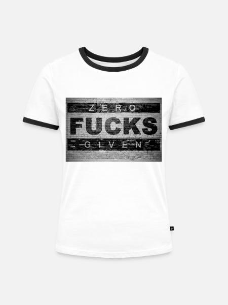 Zero Fucks Given Ziegelsteinmauer Graffiti - Frauen Kontrast-T-Shirt - Weiß/Schwarz