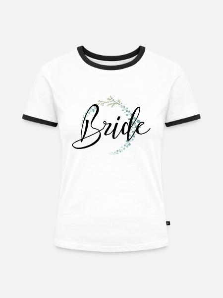 Bride Schriftzug mit schöner Umrandung - Frauen Kontrast-T-Shirt - Weiß/Schwarz