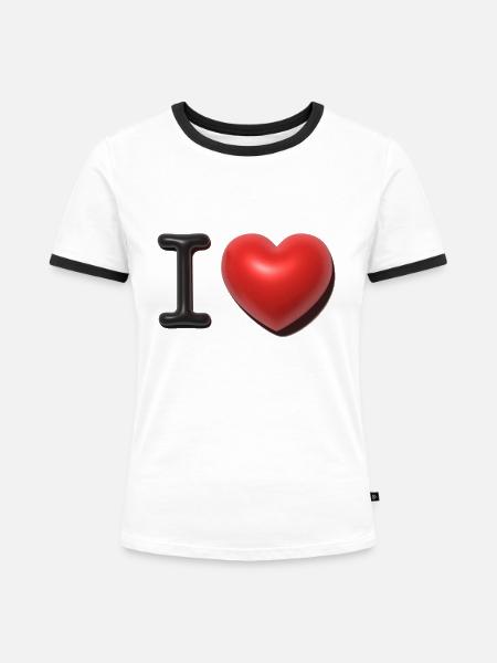 Ich liebe in 3D - Frauen Kontrast-T-Shirt - Weiß/Schwarz