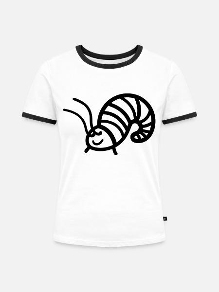 Raupe - Frauen Kontrast-T-Shirt - Weiß/Schwarz