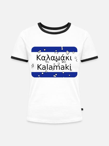 mg kalamaki olddesign - Frauen Kontrast-T-Shirt - Weiß/Schwarz