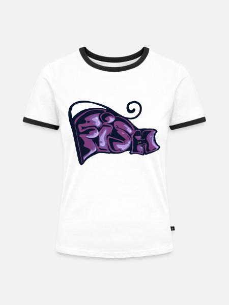 Graff Katze - Frauen Kontrast-T-Shirt - Weiß/Schwarz