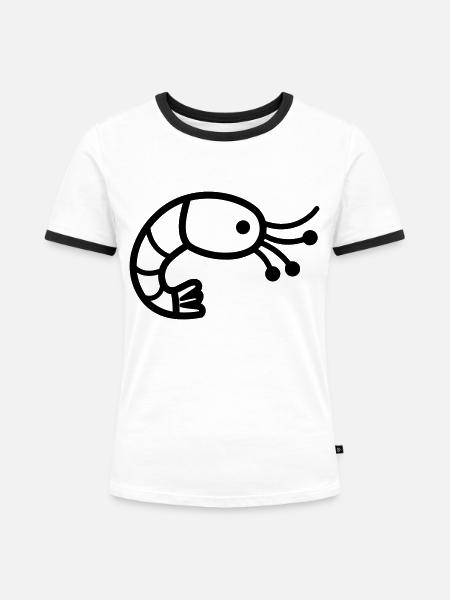 Garnele - Frauen Kontrast-T-Shirt - Weiß/Schwarz