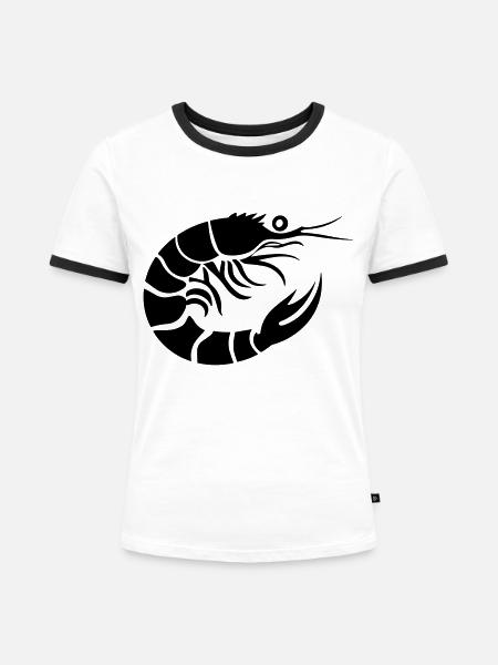 Garnele - Frauen Kontrast-T-Shirt - Weiß/Schwarz