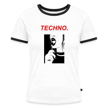 Techno Love - Frauen Kontrast-T-Shirt - Weiß/Schwarz - Vorne - Selfina (174cm)