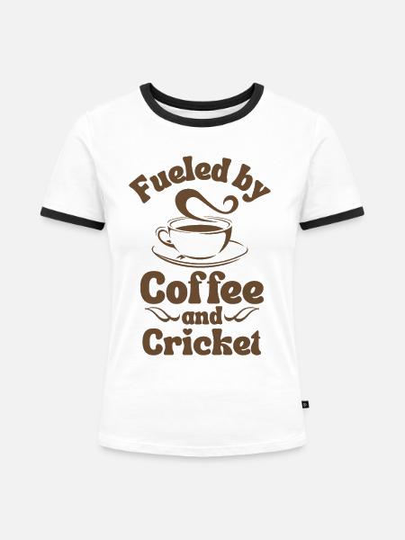 Kaffee-Cricket-Liebhaber - Frauen Kontrast-T-Shirt - Weiß/Schwarz