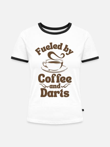 Kaffee-Darts-Liebhaber - Frauen Kontrast-T-Shirt - Weiß/Schwarz