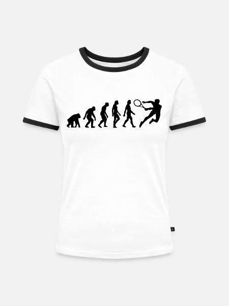 Die Evolution von Tennis - Frauen Kontrast-T-Shirt - Weiß/Schwarz