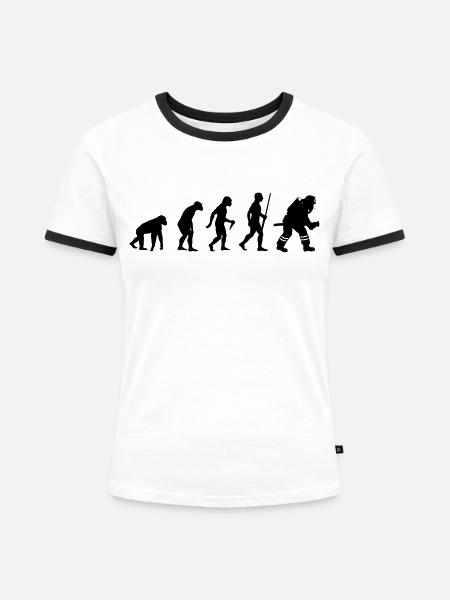 Firefighter evolution - Frauen Kontrast-T-Shirt - Weiß/Schwarz