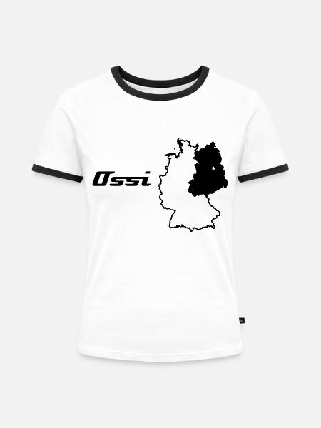 Ossi - Frauen Kontrast-T-Shirt - Weiß/Schwarz
