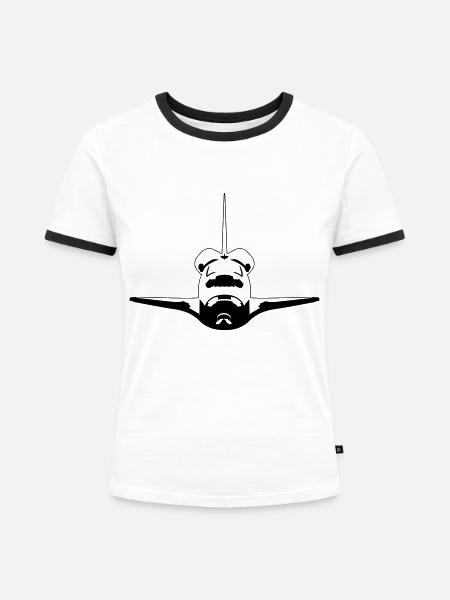 Space Shuttle - Frauen Kontrast-T-Shirt - Weiß/Schwarz