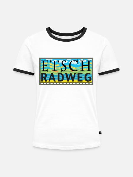 Etsch-Radweg - Frauen Kontrast-T-Shirt - Weiß/Schwarz