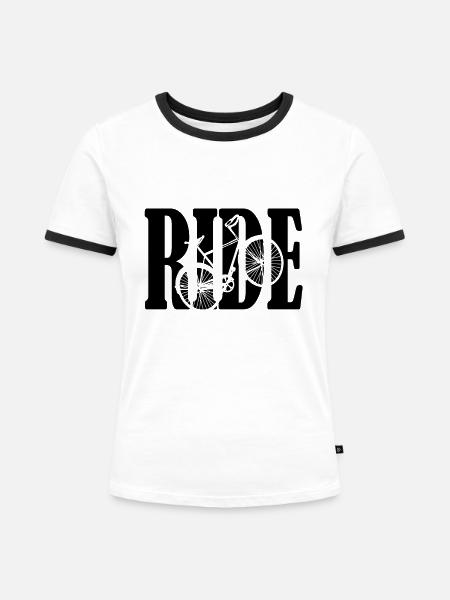 Radtour - Frauen Kontrast-T-Shirt - Weiß/Schwarz