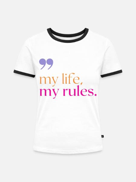 Rules - Frauen Kontrast-T-Shirt - Weiß/Schwarz