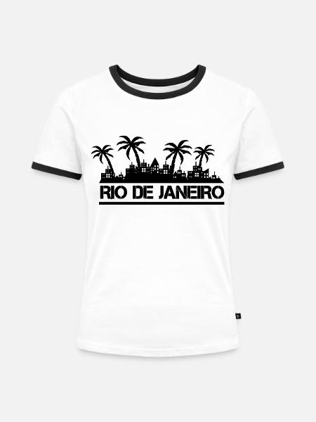 rio de janeiro - Frauen Kontrast-T-Shirt - Weiß/Schwarz