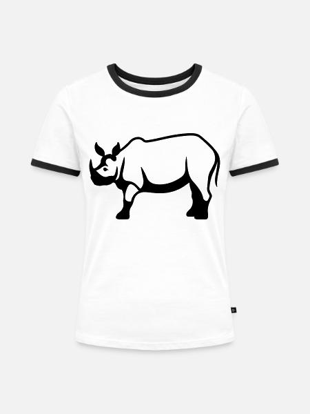 Nashorn - Frauen Kontrast-T-Shirt - Weiß/Schwarz