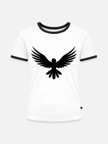 Habicht - Frauen Kontrast-T-Shirt - Weiß/Schwarz
