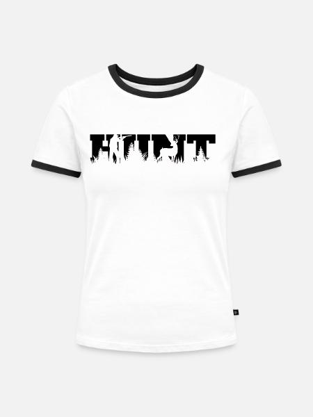 Jäger - Natur-Geschenkidee - Frauen Kontrast-T-Shirt - Weiß/Schwarz