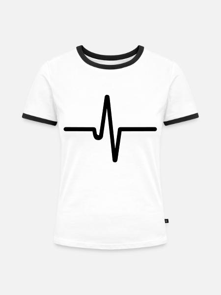 Herzschlag, Puls - Frauen Kontrast-T-Shirt - Weiß/Schwarz
