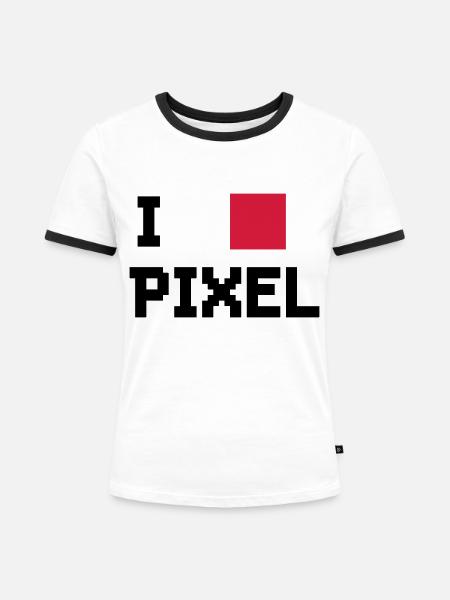 I LOVE PIXELS - Frauen Kontrast-T-Shirt - Weiß/Schwarz