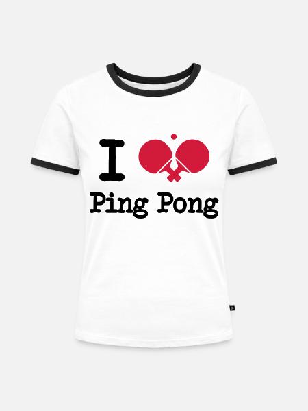 I love ping pong - Frauen Kontrast-T-Shirt - Weiß/Schwarz