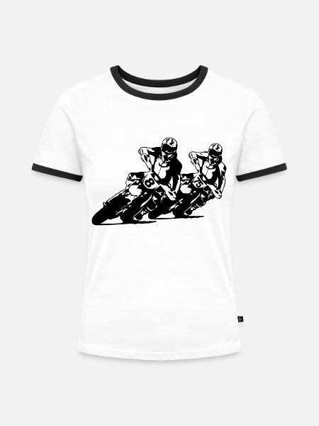 Supermoto - Frauen Kontrast-T-Shirt - Weiß/Schwarz