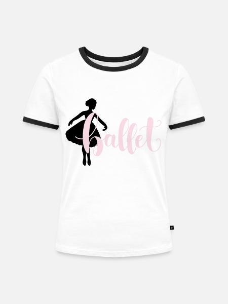 Ballerina - Frauen Kontrast-T-Shirt - Weiß/Schwarz