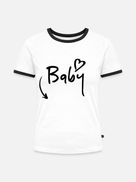 Babybauch - Frauen Kontrast-T-Shirt - Weiß/Schwarz