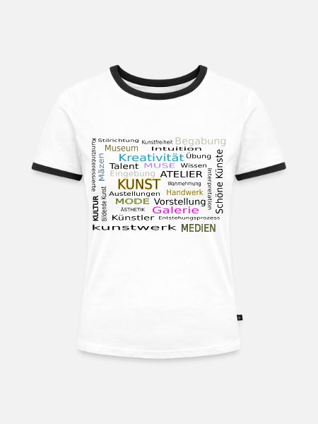 Word Cloud Kunst 2 - Frauen Kontrast-T-Shirt - Weiß/Schwarz