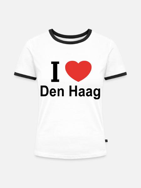 Ich liebe Den Haag - Frauen Kontrast-T-Shirt - Weiß/Schwarz
