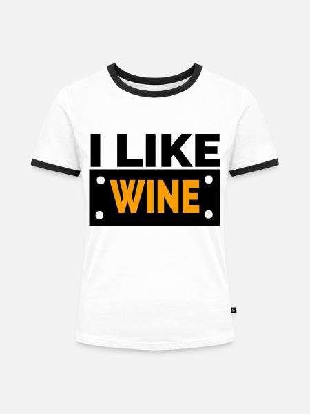 Wein - Frauen Kontrast-T-Shirt - Weiß/Schwarz