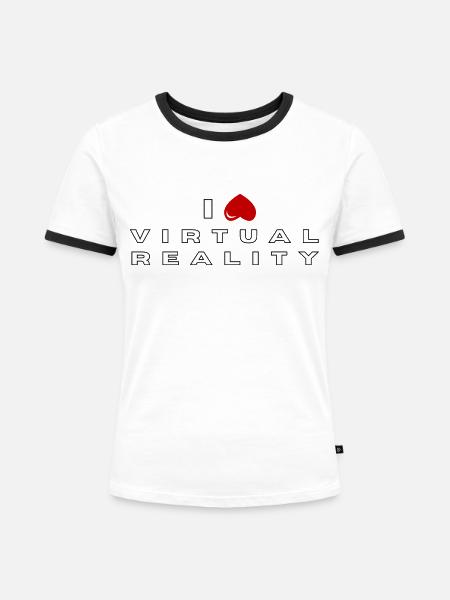 Ich hasse Virtual Reality - Frauen Kontrast-T-Shirt - Weiß/Schwarz