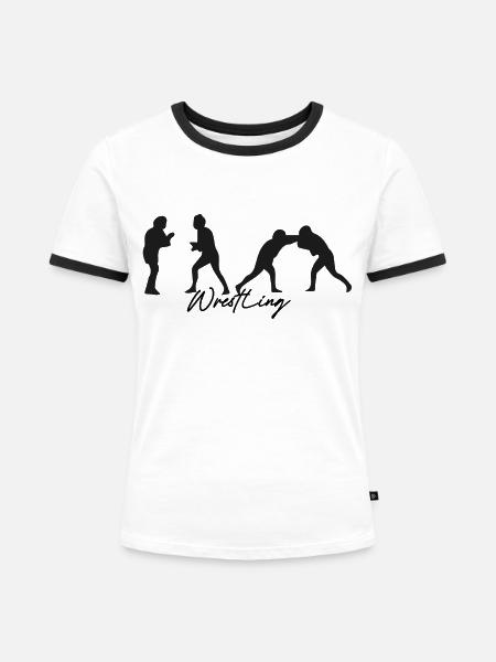 wrestling,sport,wrestler,graffiti,schwarz - Frauen Kontrast-T-Shirt - Weiß/Schwarz